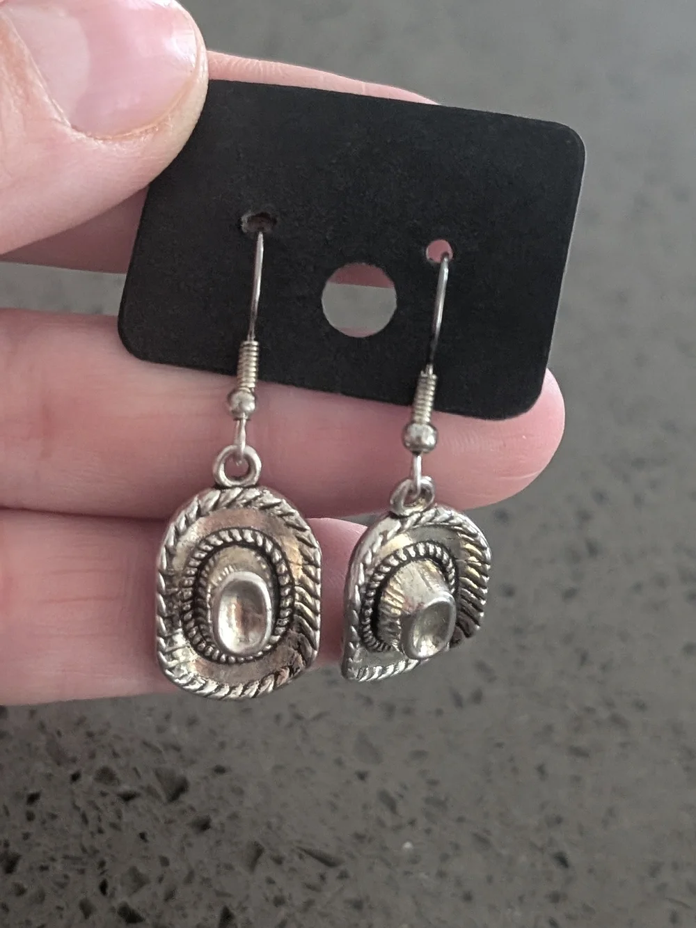 Fashion Jewelry Silver Cowboy Hat Dangle Earrings